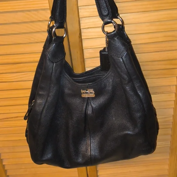 Coach Midsize Black Leather Tote Bag - Picture 9 of 16